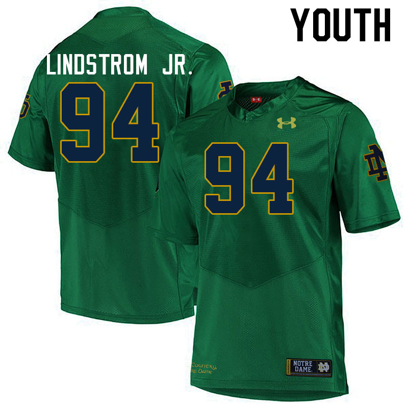 Youth #94 Eric Lindstrom Jr. Notre Dame Fighting Irish College Football Jerseys Stitched-Green